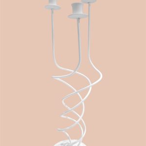 CANDELIERE INTRECCIATO IN METALLO BIANCO H. 48CM