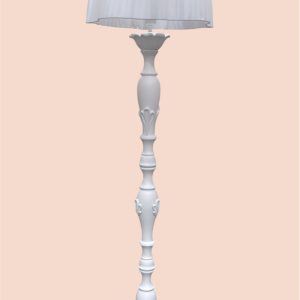 LAMPADA DA TERRA IN LEGNO BIANCO CON FREGI