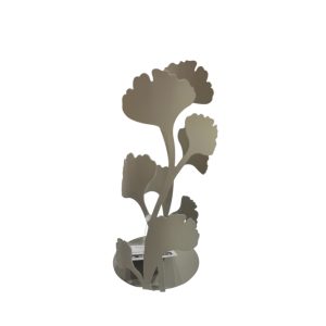 PORTABICCHIERI GINKGO IN METALLO TORTORA