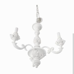 LAMPADARIO TRE LUCI IN LEGNO BIANCO SHABBY