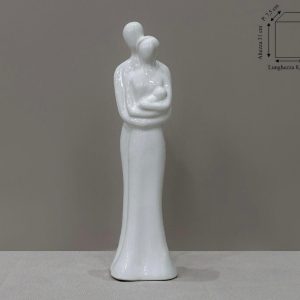 STATUA FAMIGLIA CON NEONATO IN PORCELLANA BIANCA