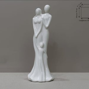 STATUA FAMIGLIA CON BAMBINO IN PORCELLANA BIANCA