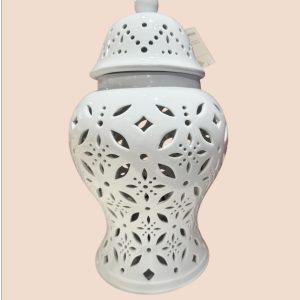 LAMPADA POTICHE IN CERAMICA TRAFORATA A CORRENTE