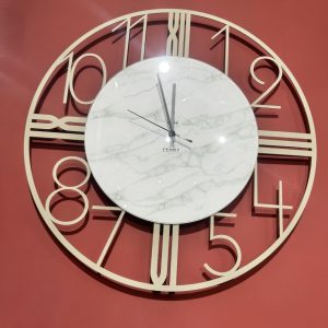 OROLOGIO IN METALLO TORTORA E MARMO DM.50 CM