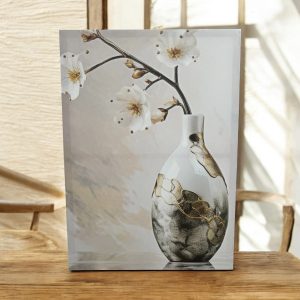 QUADRO IN TELA CON VASO E FIORI 50x70